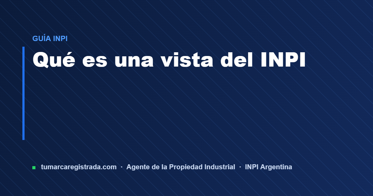 Que es una vista del inpi — guía de Tu Marca Registrada, agente INPI matrícula 3101